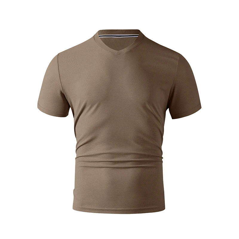 2025 Neue Herren Casual Mode Einfaches V-Ausschnitt Kurzarm-T-Shirt Sommer Bequemes Atmungsaktives Vielseitiges Oberteil – Detail 12