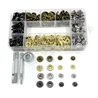 80 sets （silver/bronze/black/gold) 8/10/12.5/15 mm Snap Button+ install tools Boxed Snaps Buttons Rivets Clothing Metal button 1