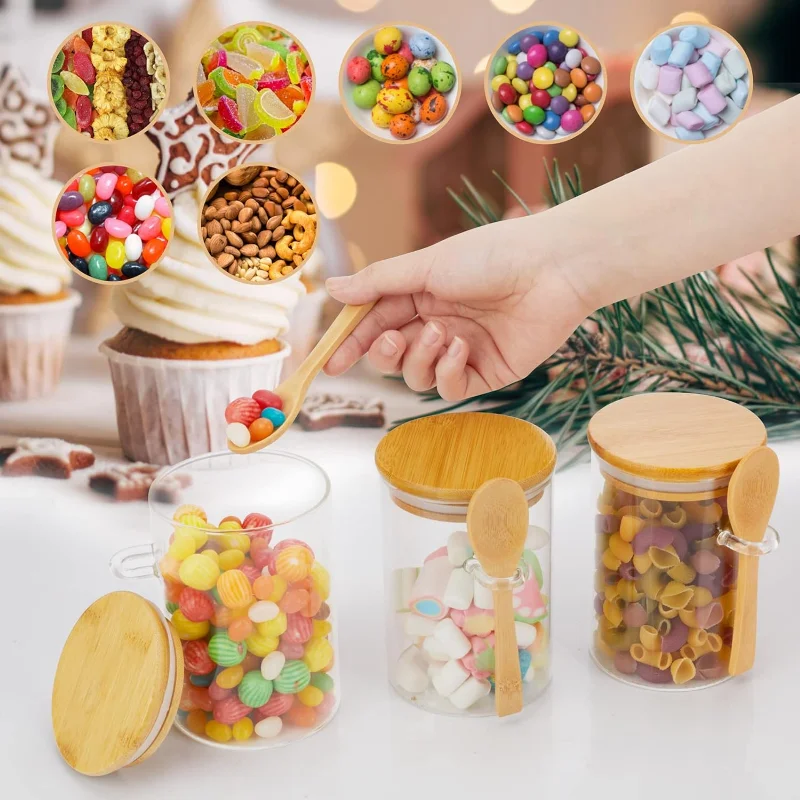 Sealed Glass Storage Jars Airtight Glass Jars With Lids Spoons Candy Jars Clear Spice Jars Small Food Storage Containers Bottles 3
