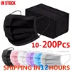10-200pcs Mask Disposable Nonwove 3 Layer Ply Filter Mask Adult Mouth Face Mask Safe Anti Dust Breathable Black Protective Masks 1