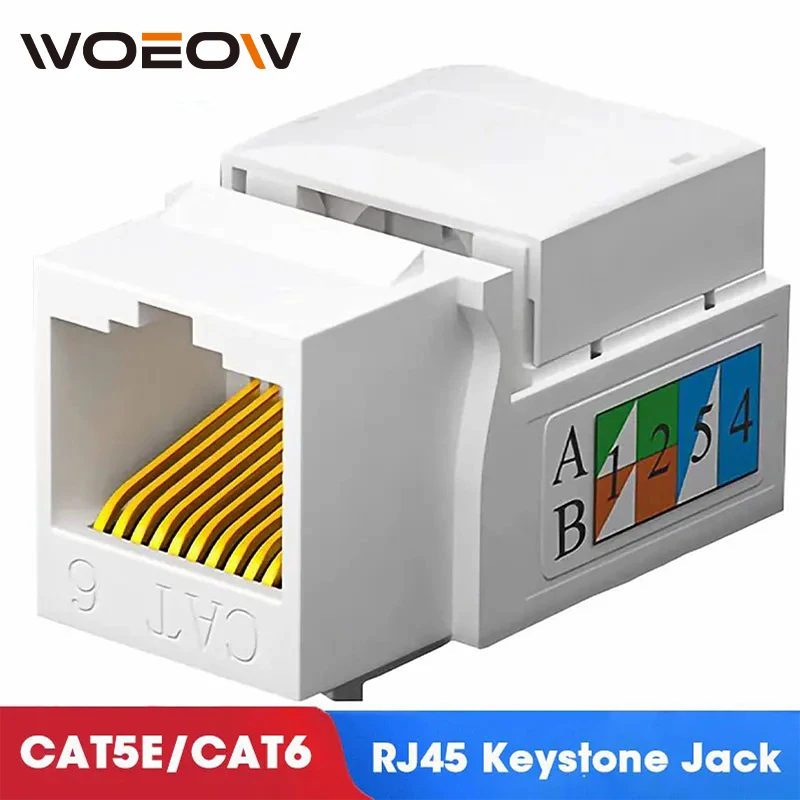 

WoeoW Cat5e Cat6 Keystone Jack, RJ45 Keystone Jack, Cat6 Network Coupler, Cat5/5e/6 Ethernet Wall Jack, White