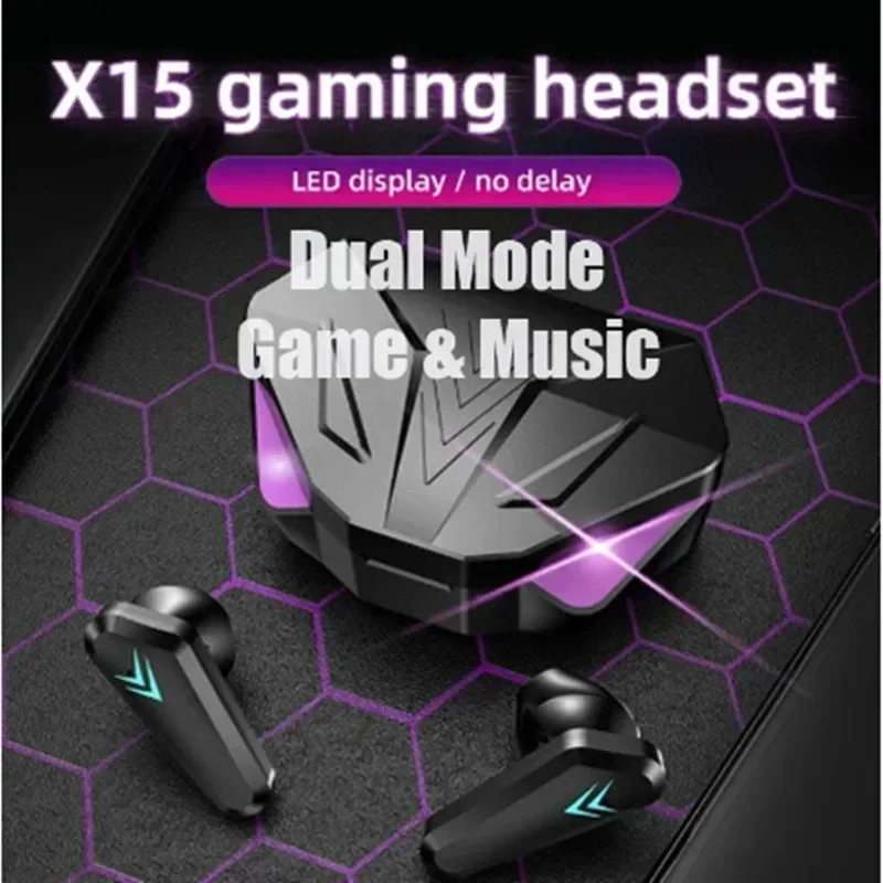 NEW X15 TWS Earphones Bluetooth Wireless Gamer Headphones 65ms Low Latency Earbuds Fone Gamer Headset Gamer With Mic Handfree 2
