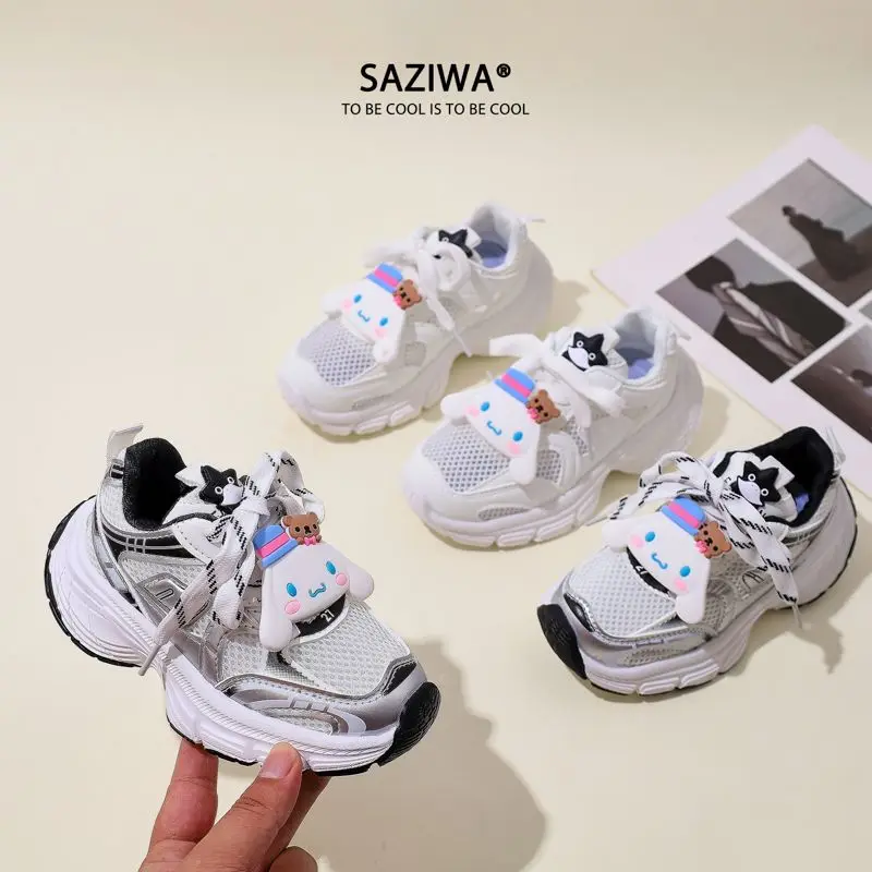 

2024 Children Cinnamoroll Mesh Shoes Breathable Kawaii Sanrioed Anime Summer Sweet Cute Cartoon Sports Shoes Soft Soled Kid Gift