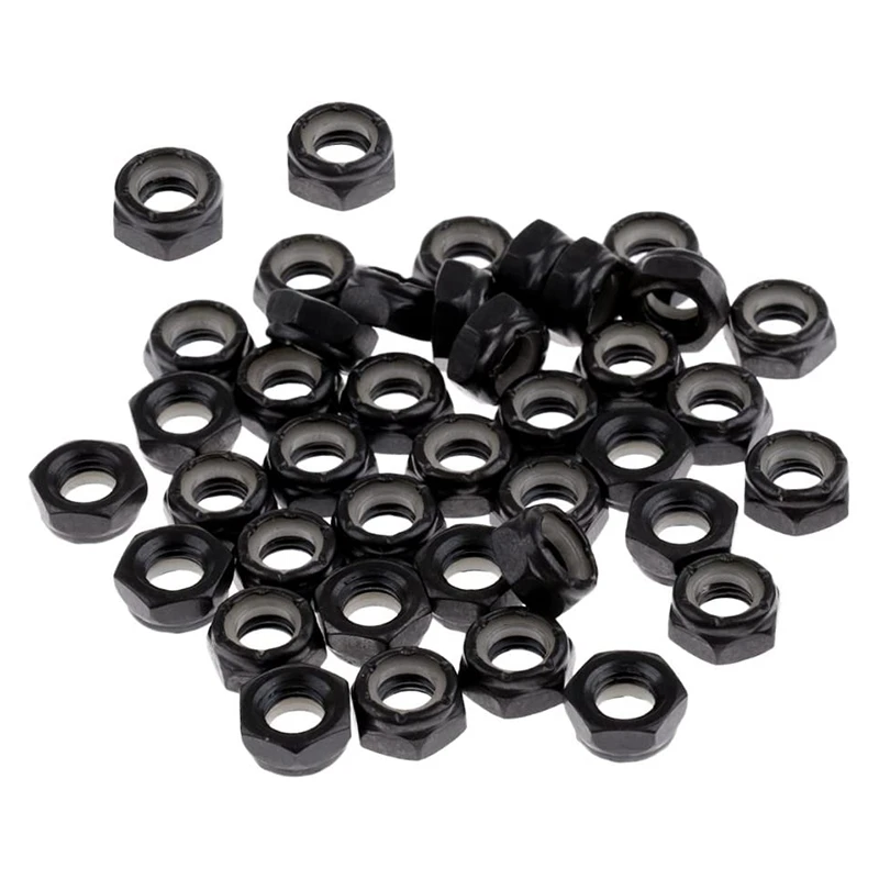 50Pcs Sturdy Skateboard Longboard Trucks Wheels Replacement Axle Nuts Hardware Black Skateboard Trucks Axle Nuts