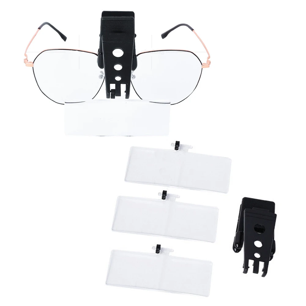 

1.5X/2.5X/3.5X Magnifying Glass Optical Instruments Folding Eyeglass Loupe 3 Lens ABS Acrylic Clip-on Glasses Clip Magnifying