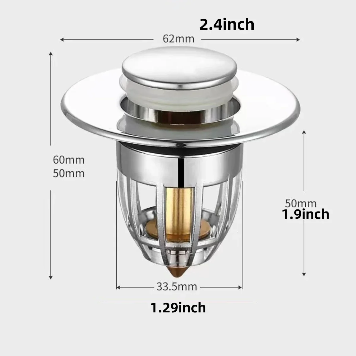 Sink Filter Universal Rebound Drain Plug with Hair Catcher Basin Pop-up Bathroom Sink Stopper Easy Push