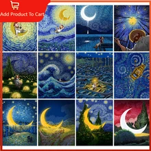 

Abstract DIY Painting By Numbers Van Gogh Starry Sky Picture By Numbers Landscape Wall Art Acrylic Paint For Home Decor Art
