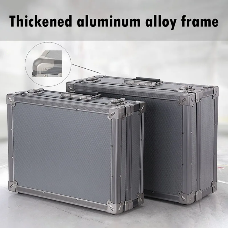 Complete Tool Box Multi-purpose Hard Aluminum Organizer Suitcase Tool Electricians Accessories Parts Storage Case Set with Lock 3