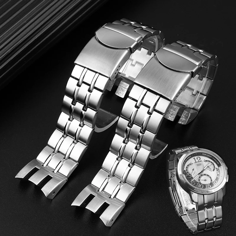 Cinturino Da 21Mm Per Swatch Yrs403 412 402G Cinturino In Acciaio Inossidabile Di Alta Qualità Cinturino Da Polso Da Uomo In Acciaio Con Tacca Ad Arco