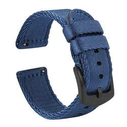 Premium Smooth Nylon Watch Strap - Woven Seatbelt Watchband with Quick Release - 22mm (Blue 2)