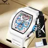 Gift Box for Man ONOLA 6827GM Trend White Quartz Wristwatch Silicone strap Chronograph Luminous Waterproof Men Watch