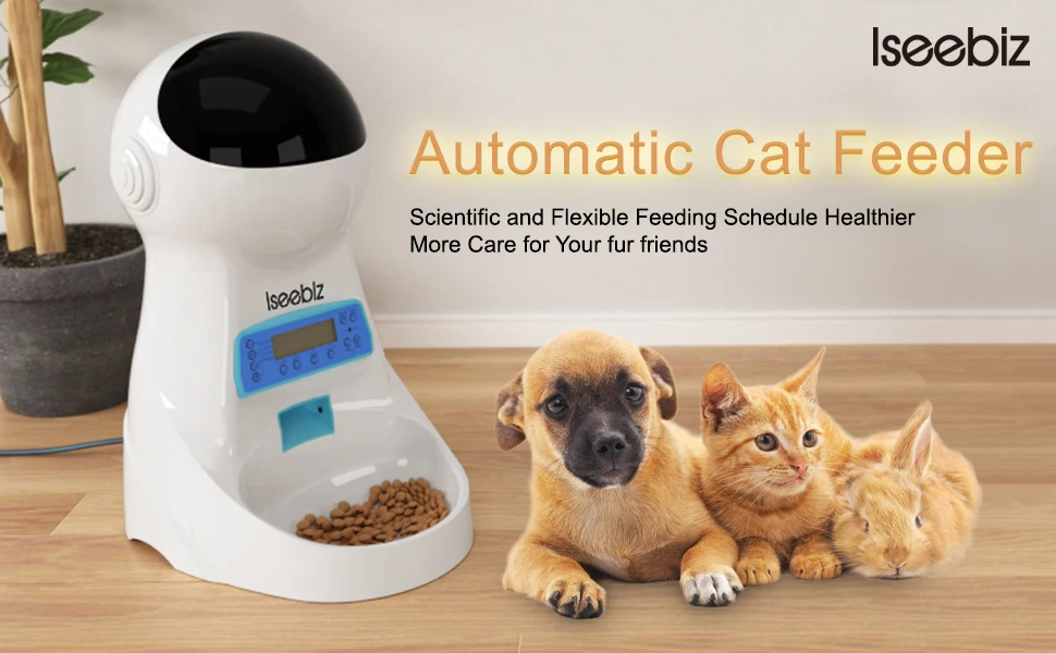 Iseebiz 3L Automatic Cat Feeder Dog Food Dispenser with Camera Support Voice Record ,App Control 8 Times One Day Pet Accessories