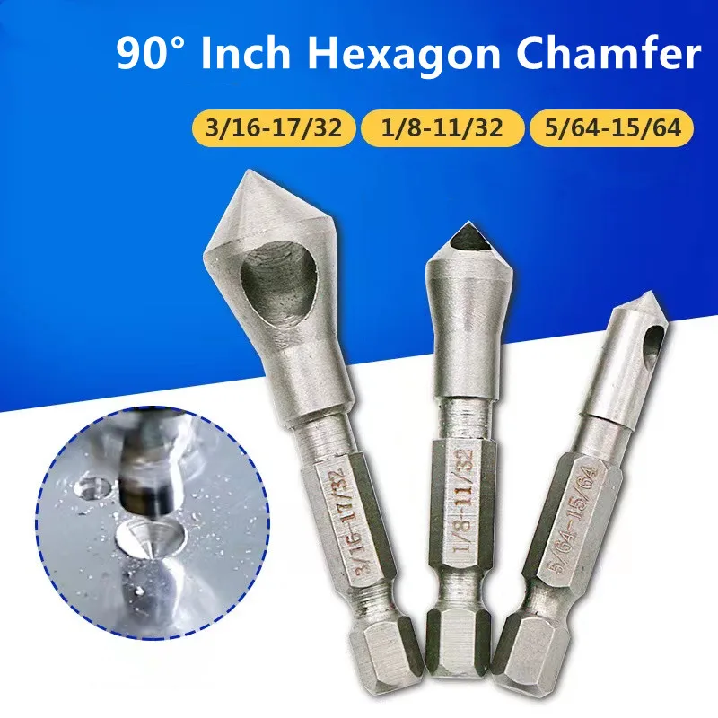 1pcs 82 Degrees Chamfer Drill Bit Set 12/16/19mm 5 Flute Woodworking Drill Bit Cutter Countersink Drill Bit Set Metal Drilling