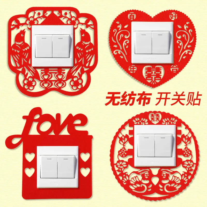 

Свадебные наклейки на выключатель, настенные Стикеры, защитный рукав для свадебной комнаты, современный креативный минималистичный настенный тканевый милый гнездо