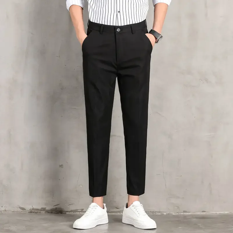 Pantalones de traje para hombre con corte drapeado y corte recto, para hombre, fluidos, lujosos, formales, elegantes, coreanos, reseñas, muchas prendas de vestir de primavera
