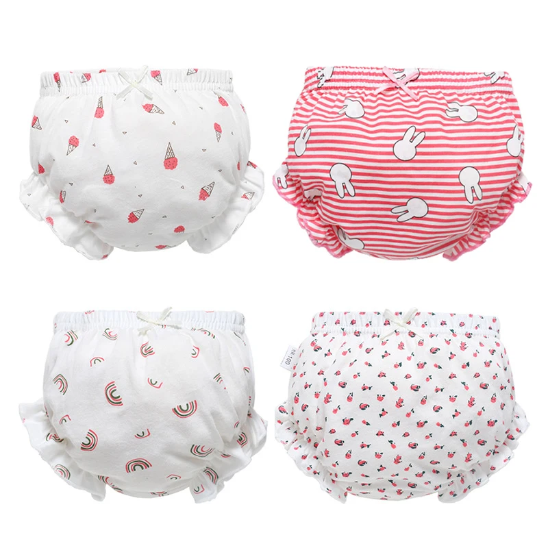 3 Piece/Lot Kids Cotton Panties Girl Baby Infant Newborn Fashion Solid Cute Bow Striped Dots Underpants for Children Gift baby cotton panties