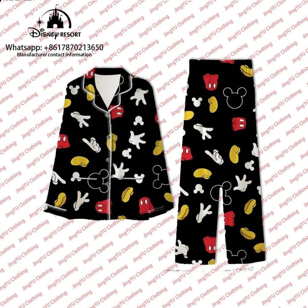 

New Disney Mickey and Minnie 2023 Autumn and Winter Cartoon Printed Long-Sleeved Long Pants Women's Pajamas Set Home Pajamas