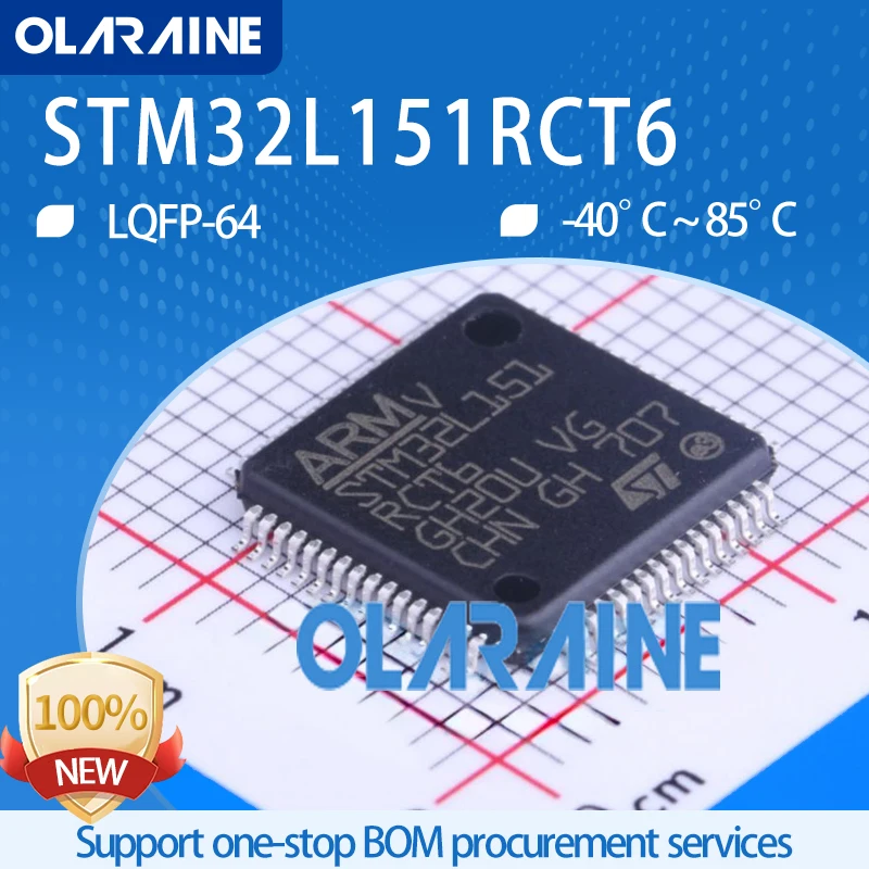 

5Pcs STM32L151RCT6 LQFP-64 SMD 32bit microcontroller MCU ARM Cortex M3 256 kB 12 bit 32 MHz 51 I/O 32 kB 1.65 V 3.6 V