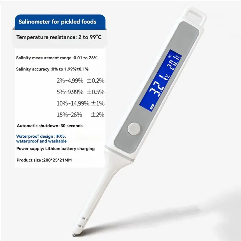 LICE-전문 식품 염분계 0.01%-26% 염분 분석기 염도 농도 측정기 마리네이드 커드 수프 두부 고기