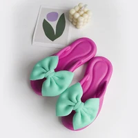 2024 New Women's Bowknot Slippers Adult Sweet Non-Slip Bow Flip Flops Girls Soft Candy Color Fashion Flat Slides Indoor Sandals 2