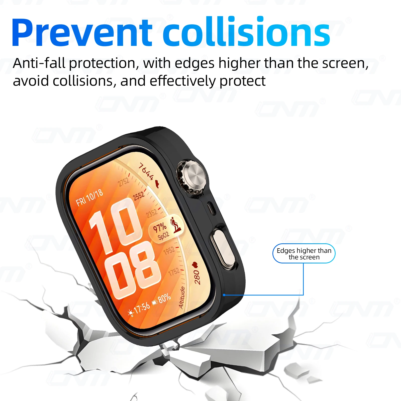Shockproof Protective Hard Case for Huawei Watch Fit Series - Bumper Shell with Hollow Out Design