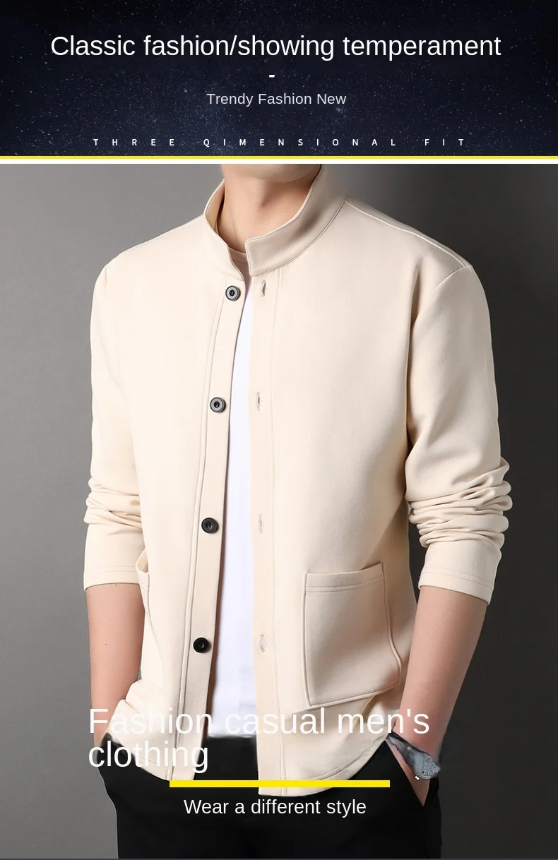 Top Grade New Brand Designer Casual Fashion Men Jacket Stand Collar Korean Style Single Breasted Windbreaker Coats Men Clothing