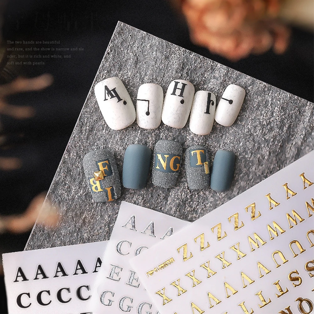 

Hollow Manicure Tools Black Letter English Alphabet English Alphabet Decals Nail Foils Nail Art Decorations Nail Stickers