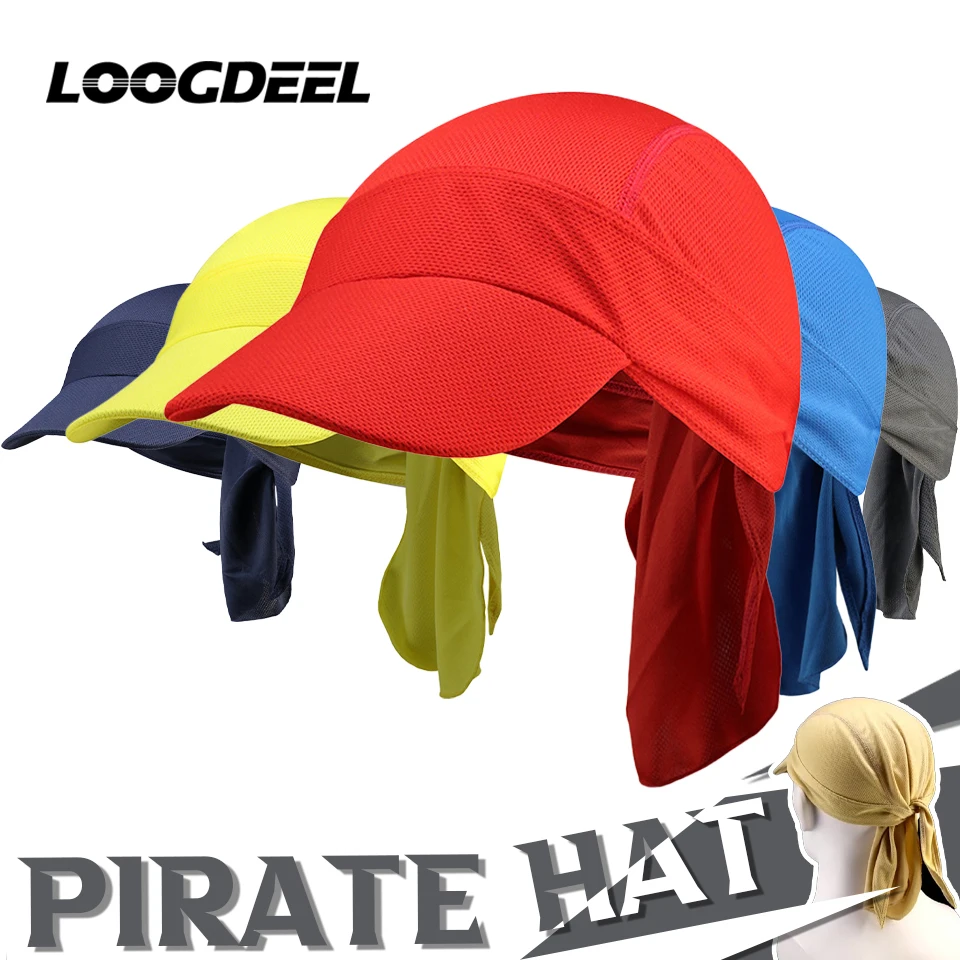 

LOOGDEEL Sun Protection Pirate Hat With Brim Climbing Cycling Anti-UV Cap Mesh Breathable Men Women Running Absorbs Sweat Caps