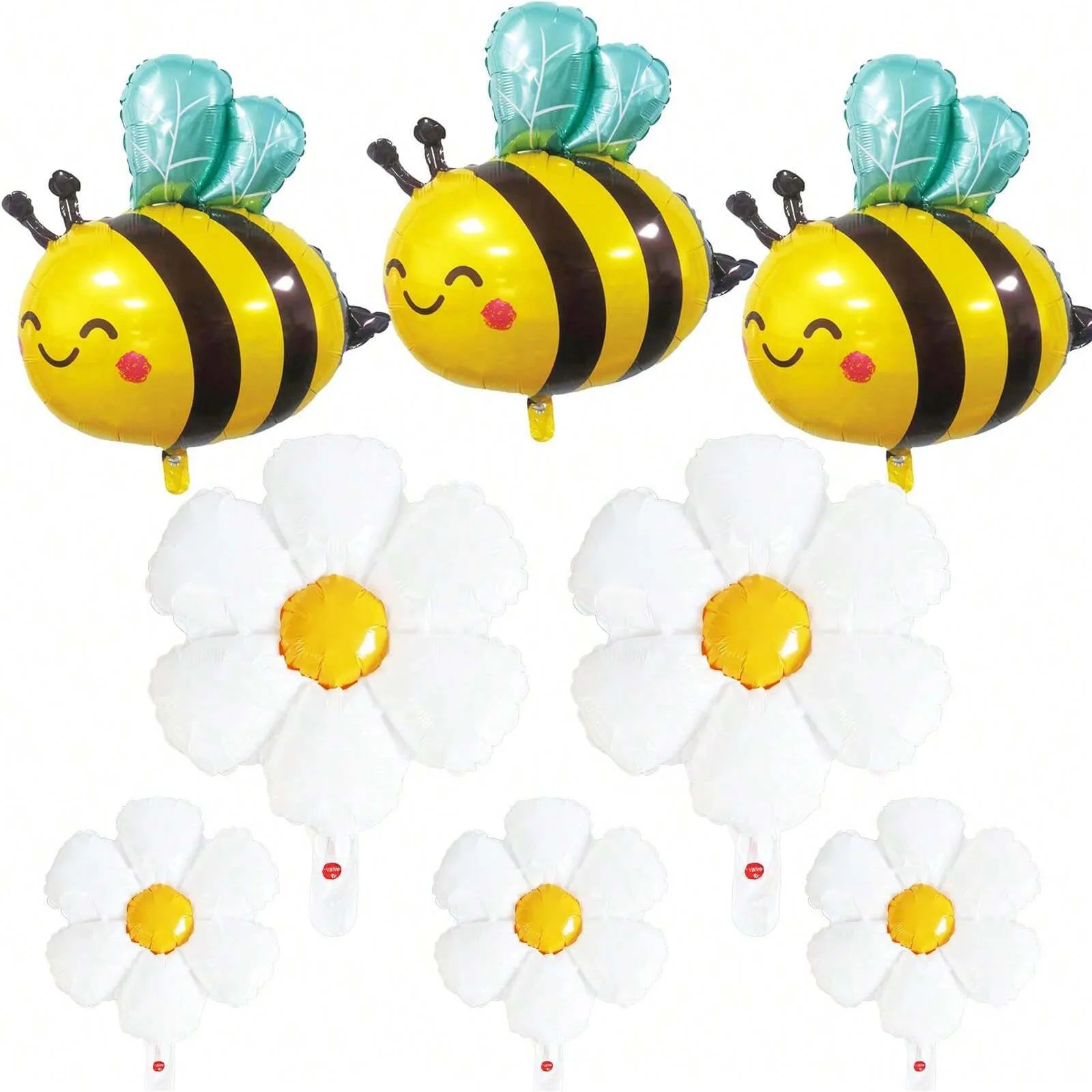 8-Smiley-Bienen- und Gänseblümchen-Blume, Aluminiumfolie, Luftballons, Bienen-Mottoparty, Hochzeit, Feier, Geburtstag, Party, Dekoration, Luftballons