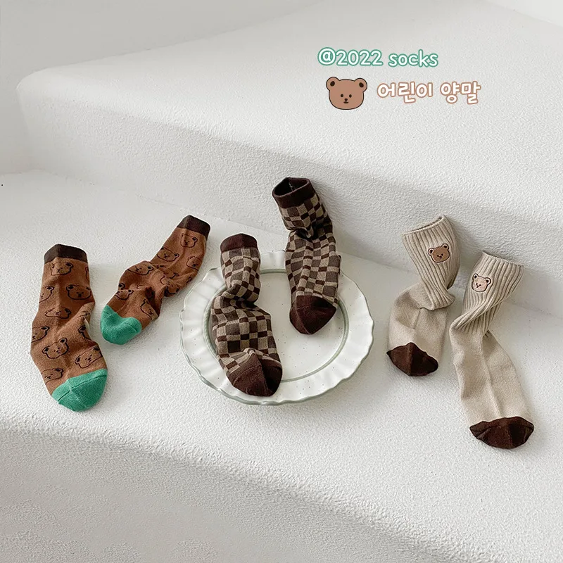 

3 Pairs 1-12Year children kids boy girl socks autumn new cartoon tube socks