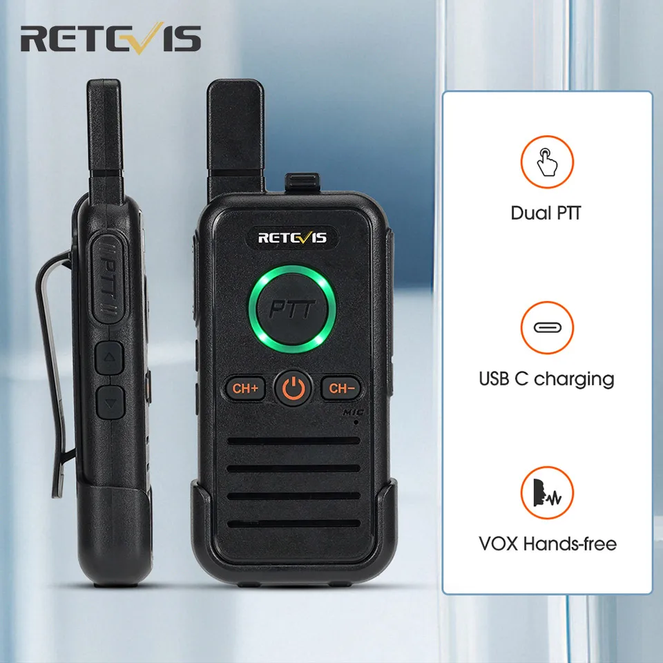 Walkie Talkie Retevis Rb645 Dual Ptt Walkie-Talkie Professionale Portatile Pmr446 Radio Bidirezionale Vox Usb C Per Ristorante Dell'Hotel