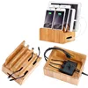 Simple Phone Tablet Stand Charging Organizer Box Partitioned Large Capacity Natural Bamboo Smooth Polished Safe To Touch Storage 1