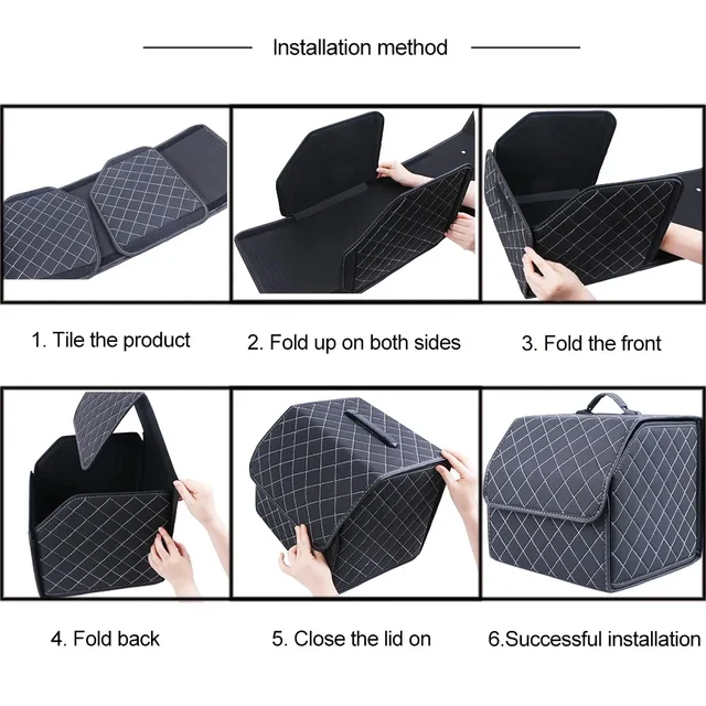 Folding Car Trunk Organizer Box Large Capacity Auto Multiuse Tools Storage Bag Stowing Tidying Leather For Emergency Storage Box 6