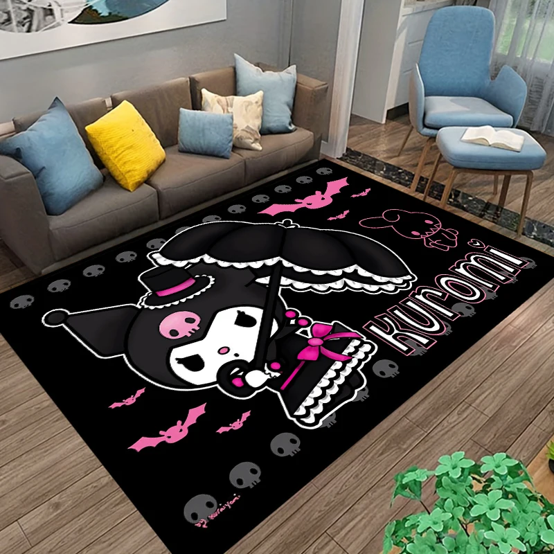 Sanrio Kuromi Carpet Yoga Living Room Decor Children's Crawling Mat Doormat Living Room Area Rug Games Area Washroom Floor Mat