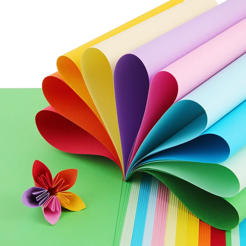 Small Square Cardboard Graft Paper Kindergarten Origami Students DIY Handmade papers craft paper scrapbooking material handmade craft paper diy craft materials handmade paper scrapbooking paper origami paper 100 piece 10 colors set