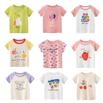 2025 Summer Short Sleeve T-shirts For Girls Printed Letter Baby Girl Tops 2-8 Years Kids Girl T Shirts Child Little Girl Clothes 1
