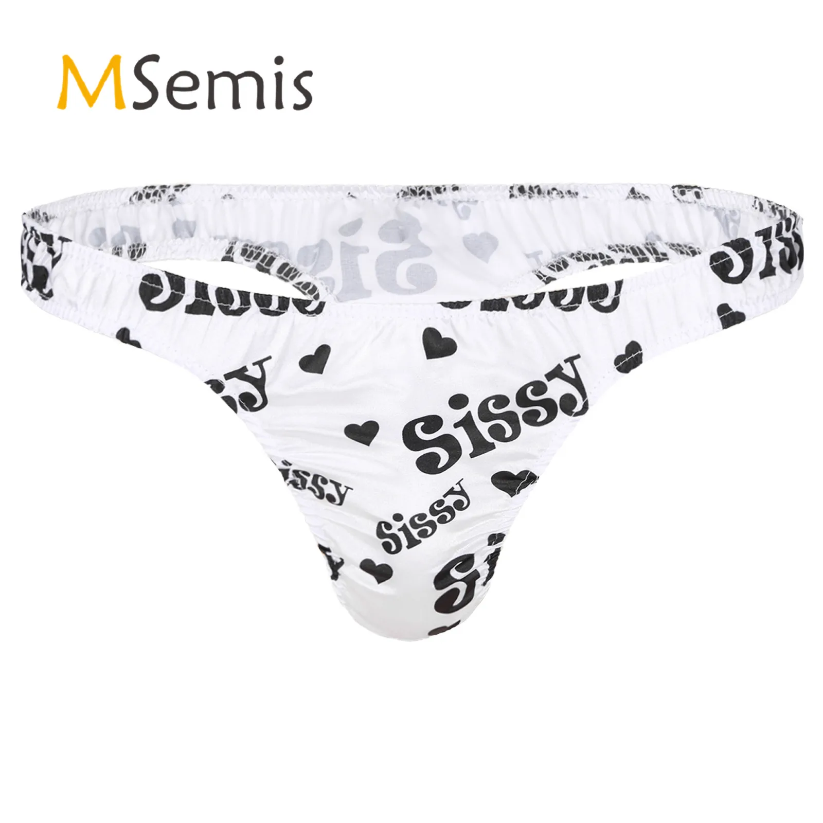MSemis Men Sissy Underwear Brief Hot Lingerie Shiny Ruffled Low Rise High Cut Exotic Bikini Thong Underwear Panties Sleeepwaer