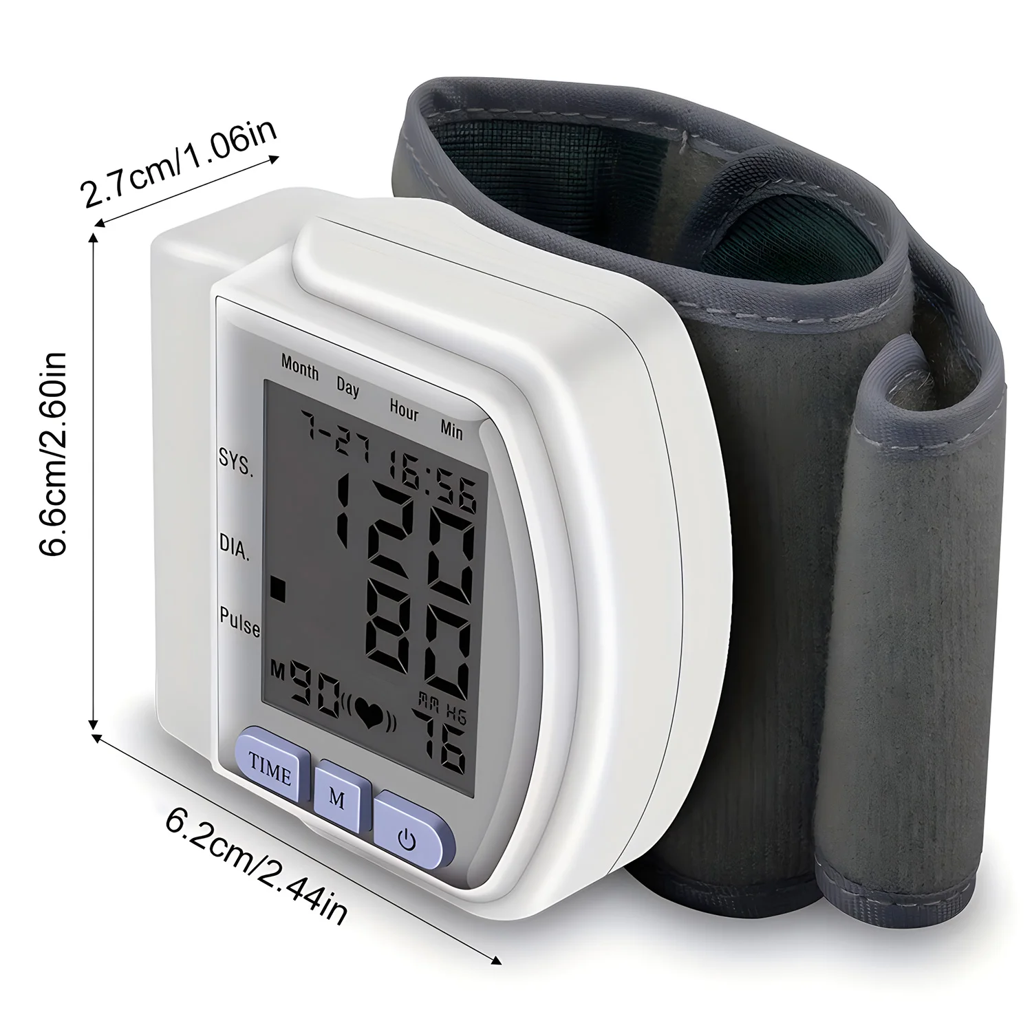 Automatic Portable Medical Digital Wrist Blood Pressure Monitor Sphygmomanometer Tonometer Tensiometer Heart Rate Pulse Meter BP