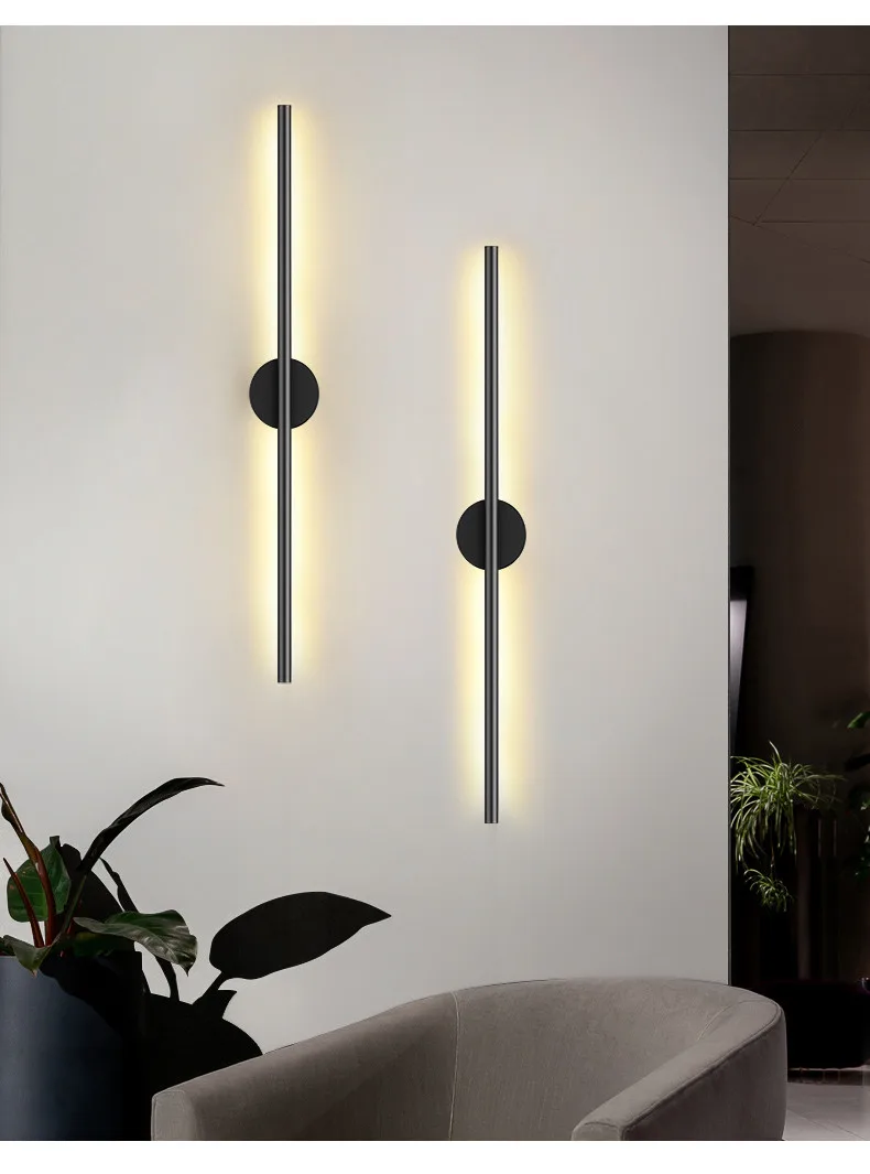 Modern led long wall lamp Nordic minimalist living room sofa TV bedroom bedside lamp indoor wall lamp wireless wall lights
