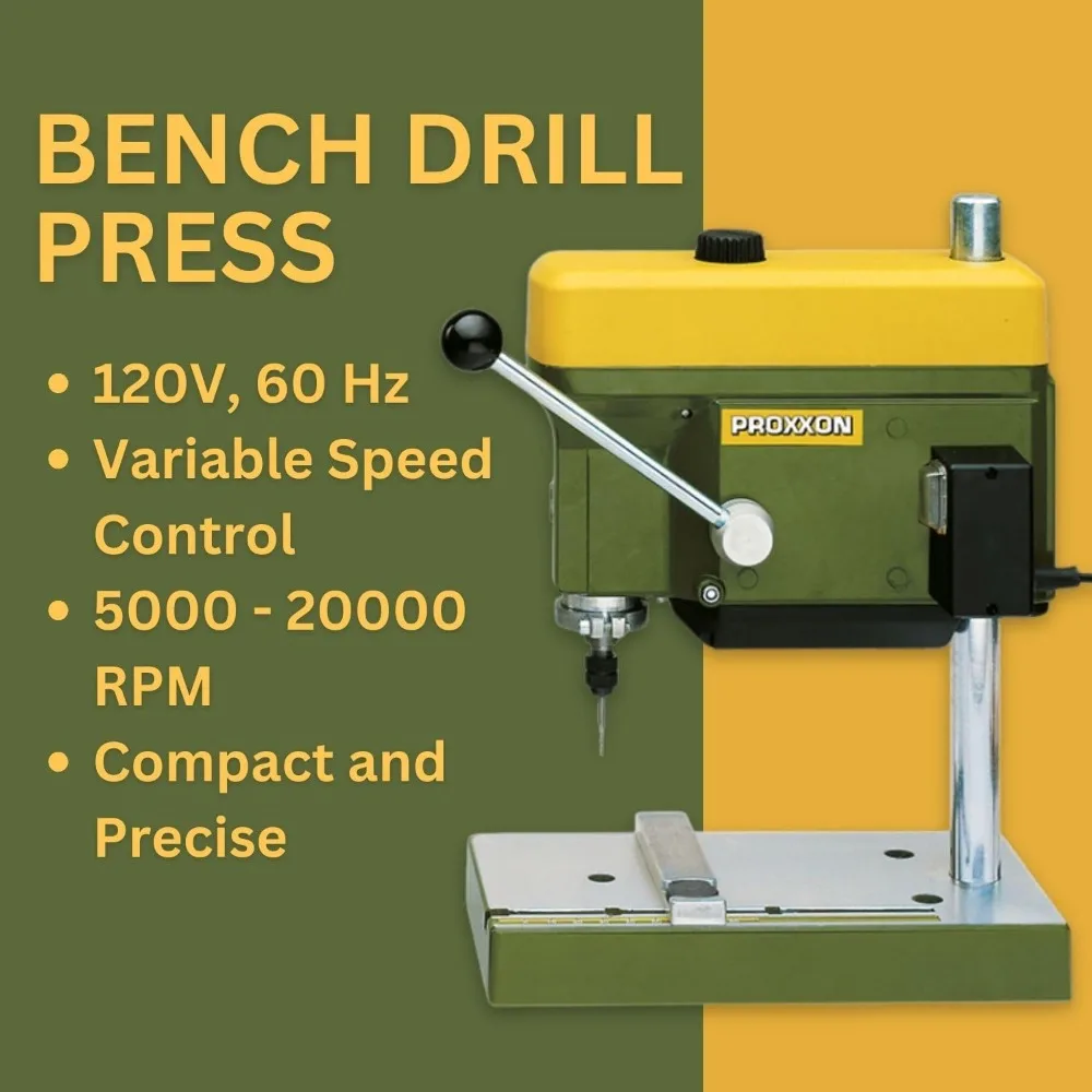 Precision Bench Drill Press Micro Hole Capability Adjustable Depth & Table 3-Speed Selection TBM 115 2