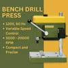 Precision Bench Drill Press Micro Hole Capability Adjustable Depth & Table 3-Speed Selection TBM 115 2