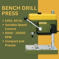 Precision Bench Drill Press Micro Hole Capability Adjustable Depth & Table 3-Speed Selection TBM 115 2