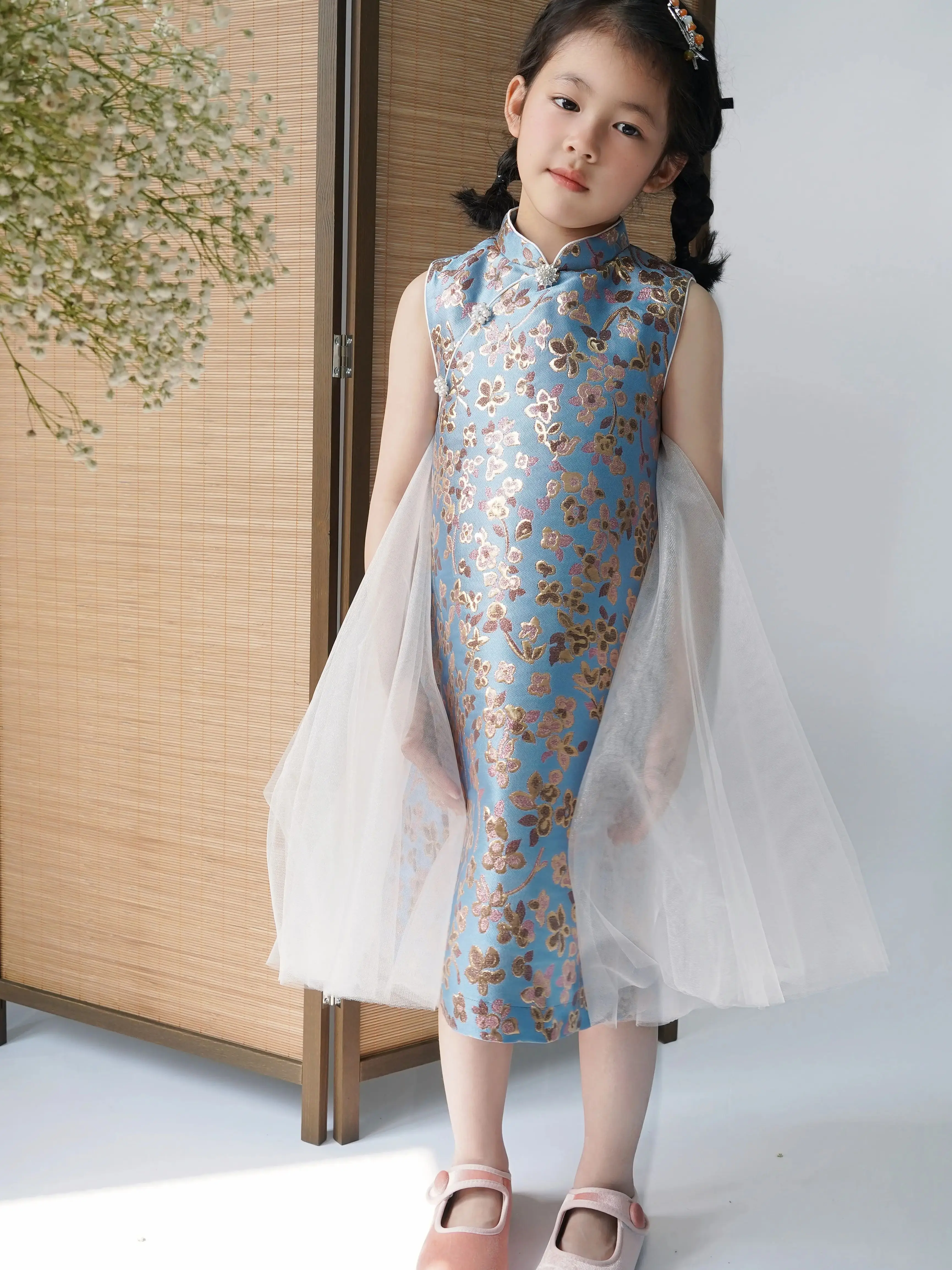 

Chinese Style 24 Spring And Summer New Girls Brocade Dress Lab Cici