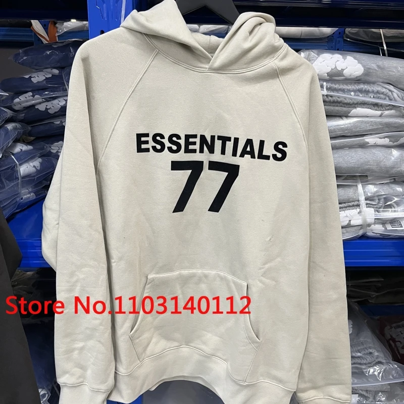 

Real Photo Essentials Hoodies American Street Hip Hop Letter 77 Print Pullover Men Women All-match Hoody ESSENTIALS Sweatshirts