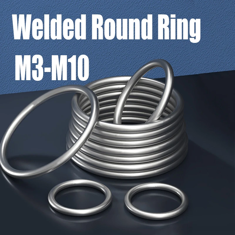 

1/2PCS M3 M4 M5 M6 M8 M10 304 Stainless Steel Welded Round Ring Welded Metal O Ring Solid Seamless Hammock Yoga Connection Ring