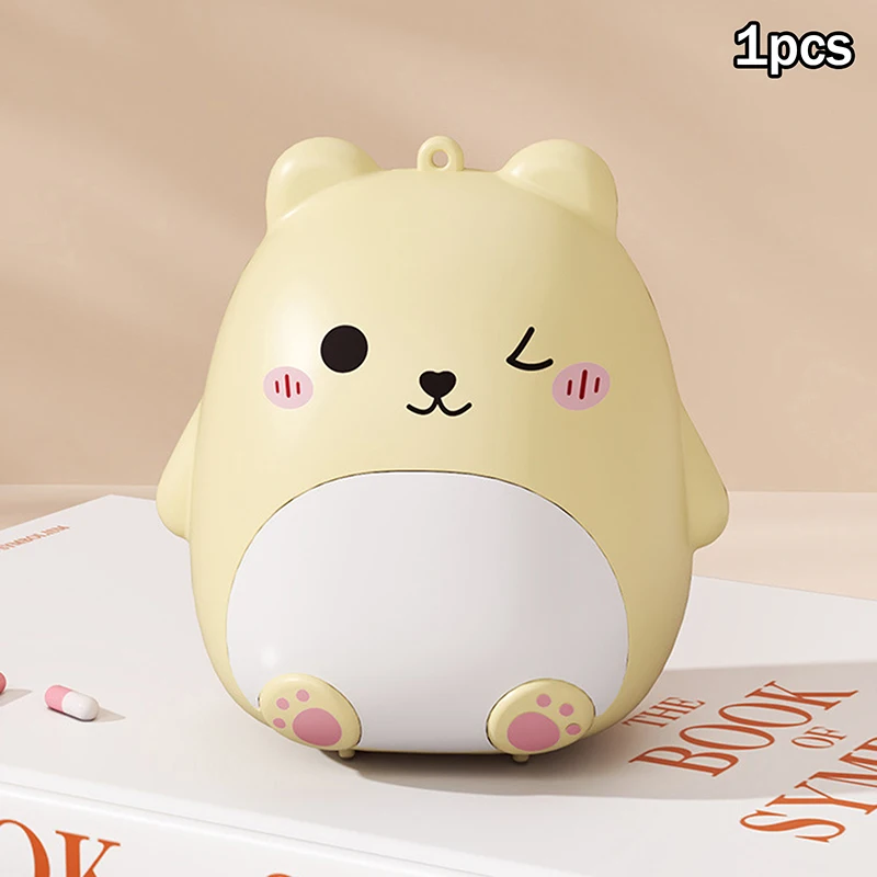 Charming Bear Portable Double-Layer Pill Box with Separate Compartments