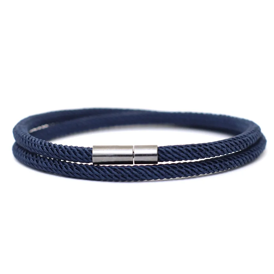 Mens Nylon Rope Bracelet Black Double Layer Lucky Thread