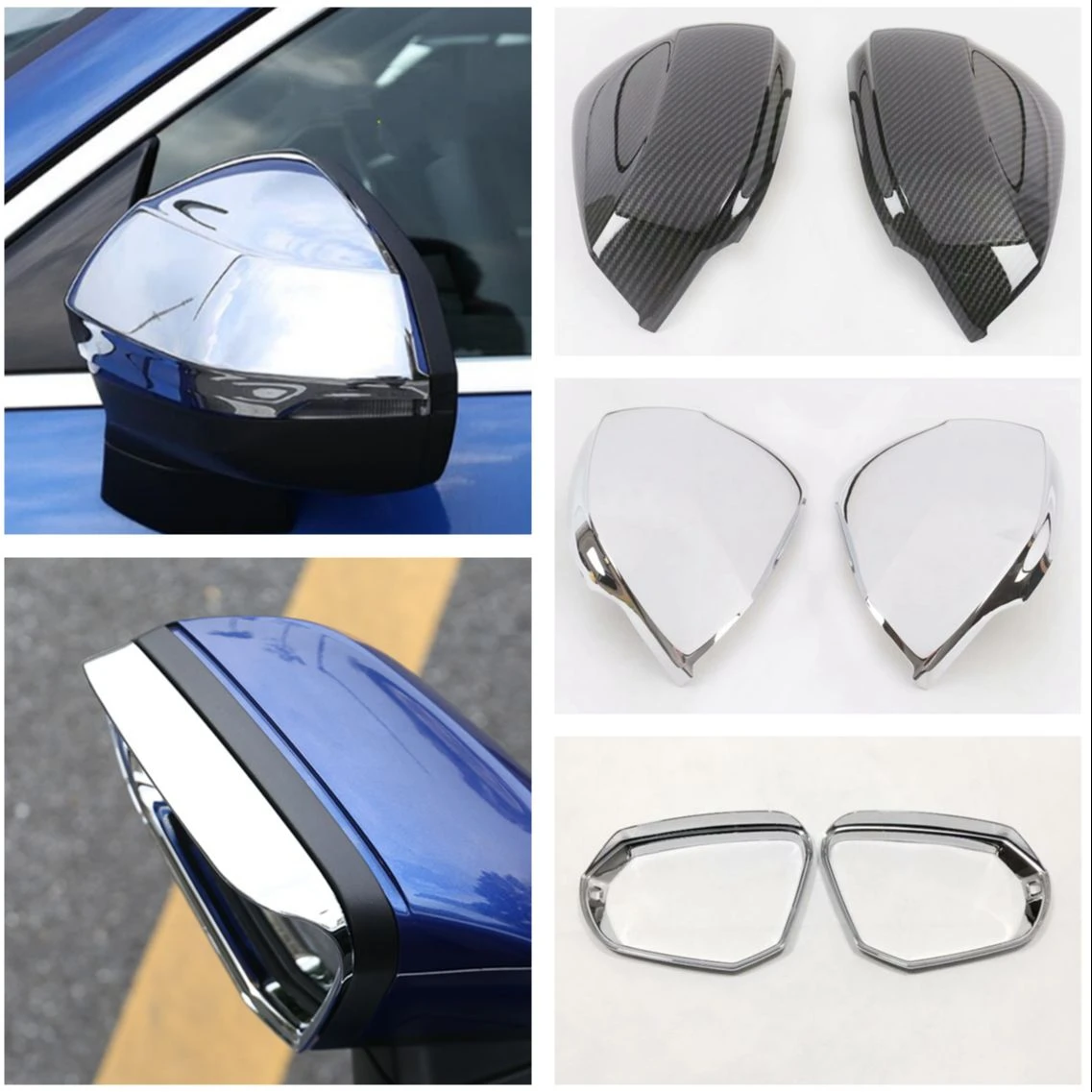 

Для Audi Q5 2018-2020 2021 2022 крышка зеркала заднего вида декоративная крышка отделка 2 шт. ABS хром/углеродное волокно аксессуары внешний комплект