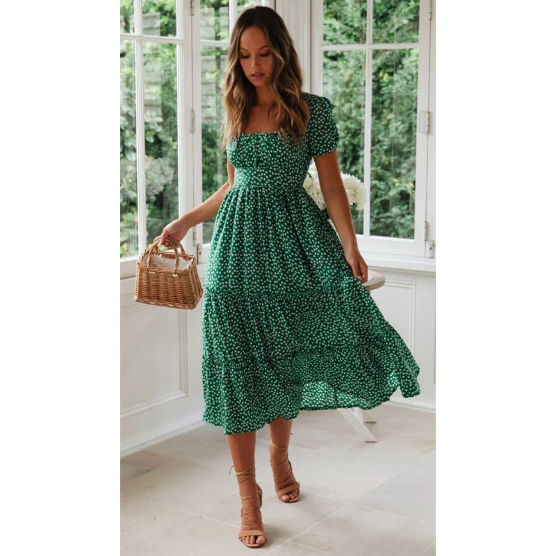 Robe Longue en Mousseline de Soie pour Femme, Tenue de Soirée Élégante, Manches Courtes, Décontractée, pour Vacances, Nouvelle Collection Été 2023, 24940 9