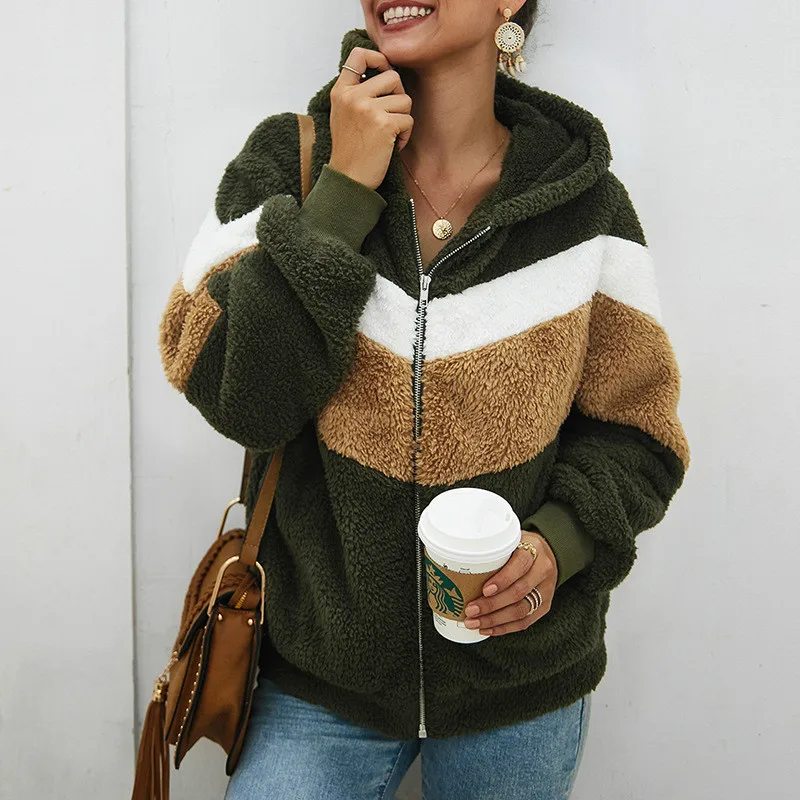 Woman Fur Coat Hooded Loose Thick Warm Coat Hoodies Women 2023 Autumn and Winter Casual Fashion Long-sleeved Splicing Clothes